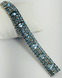 PRETTY SILVER TONE BLUE RHINESTONE BRACELET