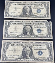 3 $1 Silver Certificates 1957, 1957-A, 1957-B