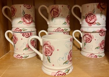 7 Emma Brigdewater Rose Pattern Mugs,  England