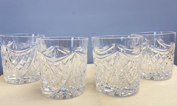 Four Waterford Crystal Jim O' Leary Cut Of The Century Double Old Fashioned Glasses With Certificate