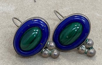 Sterling Lapis And Malachite Earrings