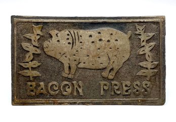 Vintage Cast Iron Bacon Press - Wooden Handle Missing