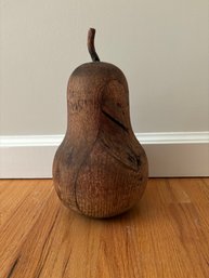 Solid Wood Carved Pear 13 Tall