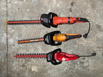 Three Electric Hedge Trimmers Including Black & Decker Models HH2455 & HT22