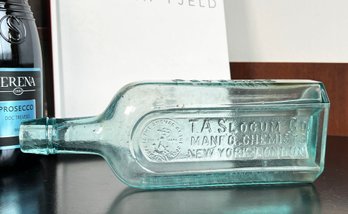 Antique C.1890's Aqua Blue PSYCHINE Apothecary Bottle