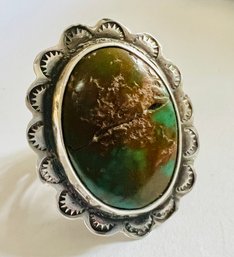 NATIVE AMERICAN STERLING SILVER TURQUOISE RING - STONE AS IS