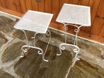 Vintage Iron Side Tables Set Of 2