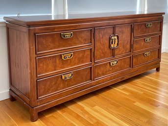 A Vintage Mid Century Burl Wood Chinoiserie Dresser By Thomasville