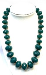 Vintage Faceted Green Bead Necklace By Avon