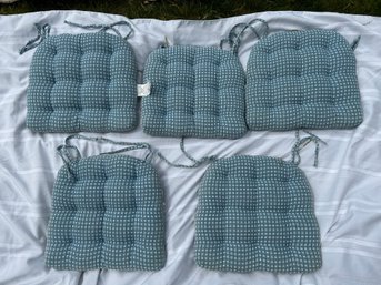 Country Blue Tufted Cushions With Tie Backs