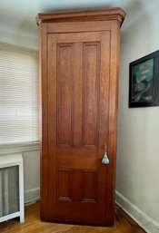 Vintage Tall Oak Corner Cabinet