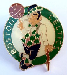 BOSTON CELTICS ENAMEL PIN: Aminco NBA Team Logo Pin, Lapel Tack, 1 1/8 Inch Basketball Sports Collectibl