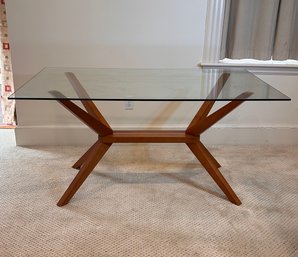 Contemporary Wood Table With Glass Top