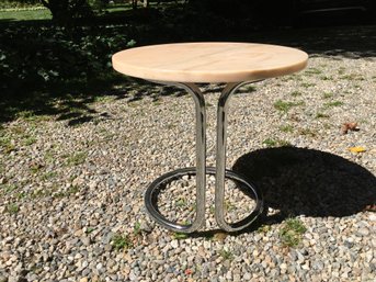 VINTAGE MID CENTURY MODERN ITALIAN CHROME & PORTUGUESE MARBLE OCCASIONAL SIDE COCKTAIL TABLE