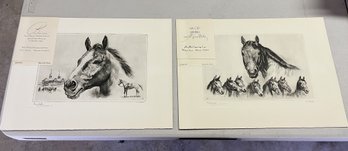 NM Lot Of 2 Large 1940s Tintogravures By PALENSKE - INFAMOUS RACE HORSE SEA BISQUIT & ARISTIDES