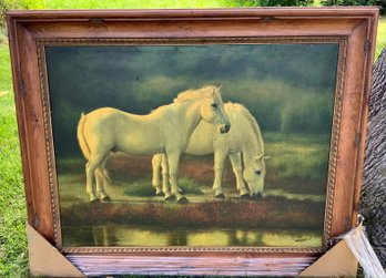 Framed Horses ~ Signed W.Hunt ~ Oil On Canvas