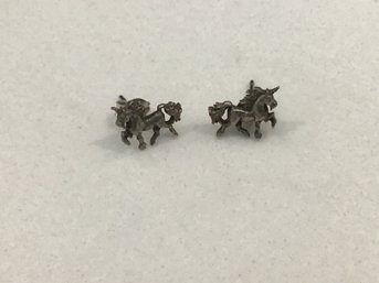 Sterling Silver Horse Earrings  1.11 Grams