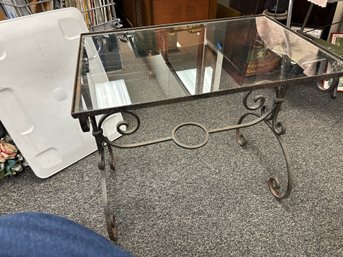 Glass Top Iron Patio Table