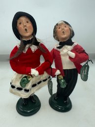 2 Byers Choice Carolers Child With Pickle Ornament ~ 1999 ~