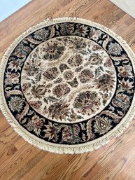 Circular Accent Carpet In Jewel Tone Floral Pattern