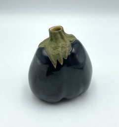 1990s Patricia Garrett Art Pottery Eggplant Bud Vase