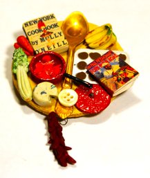 Contemporary Artisan Craft Decorated Brooch Signed W Food