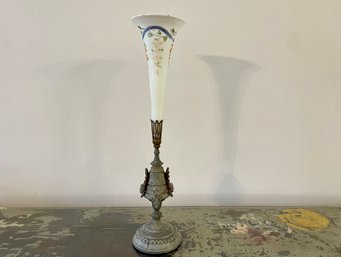 Antique Bohemian Style Vase In White Metal Holder