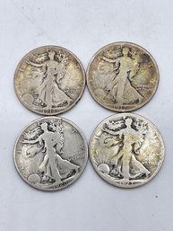 1917thru1923, Four Walking Liberty Half Dollar Silver Coins.(HD6)