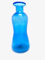 Hand-blown Capri Blue Bottle Form Art Glass