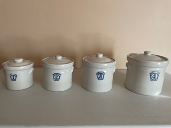 Vintage Pfaltzgraff Yorketowne Numbered Stoneware Ceramic Kitchen Canisters