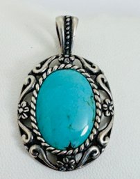 SOUTHWESTERN DESIGNER CAROLYN POLLACK STERLING SILVER TURQUOISE PENDANT