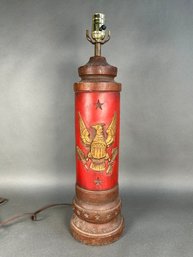 Heavy Weighted Wood Lamp With Eagle Motif