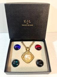 Vintage Kenneth Jay Lane Interchangeable Stone Pendant Necklace
