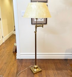 A Brass Adjustable Swing Arm Reading Floor Lamp By Lillian August MSRP $1,200