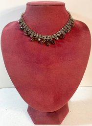 Beautiful Amber Colored Rhinestone Necklace