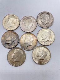 1964, Eight Kennedy Half Dollar Silver Coins. (HD9)