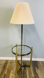 Mid Century Brass Floor Lamp With Table