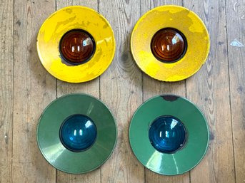 Vintage Railroad Lights In Colors Of Bright Yellow & Green!