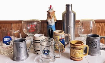 Bar Lot-'74 Jim Beam Renee The Fox, Corkcicle 60 OZ. SS Canteen, '91 Giants/Slim Jim Mug, German Stein & More