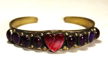 Fine RARE Leo Feeney Navajo Sterling Silver Hearts Cuff Bracelet