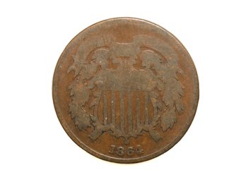 Civil War Era 1864 2 Cent Coin Good