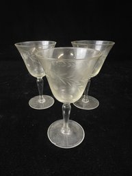 Floral Etched Stemmed Glasses