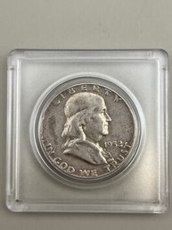 1952-D Benjamin Franklin Silver Half Dollar In Plastic Case