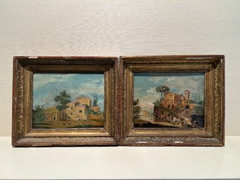 Two Antique Complementary Oil On Canvas Scenes (L)