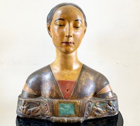 A Vintage Hand Painted Plaster Bust