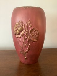 Signed BK  Mid Century Dark Pink Pottery Vase