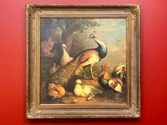 A Fine Canvas Print In Gilt Wood Frame - Fowl Play