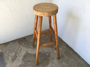 VINTAGE ARTISAN CRAFTED HIGH WOODEN SAUSAGE LINK STOOL