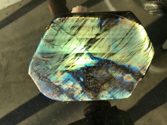 Labradorite Gem Stone, 2 LB 3 Oz, 5 Inch By 4 Inch