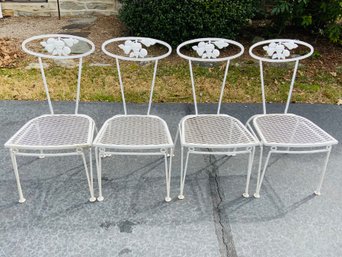 Set Of Four White Painted Metal Chairs
